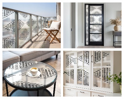 Vinil para vidro privacidade padrão vitral Diamantes geométricos