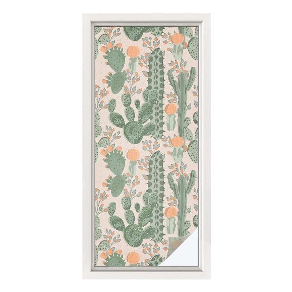 Vinil para vidro privacidade padrão vitral suculentas verdes