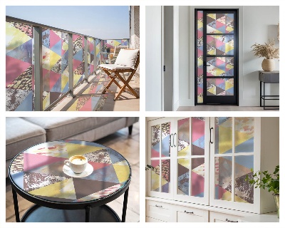 Vinil para vidro privacidade padrão vitral Triângulos coloridos
