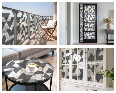 Película de vidro vitral autocolante ilusões geométricas