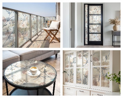 Vinil para vidro privacidade padrão vitral Flores da harmonia