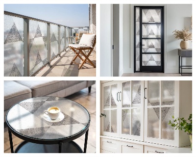 Vinil para vidro privacidade padrão vitral Triângulos cinzentos