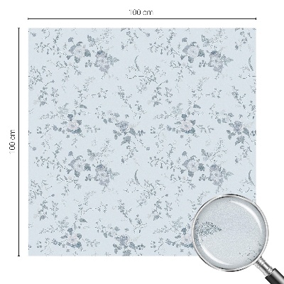 Película de privacidade para janela efeito vitral flores delicadas