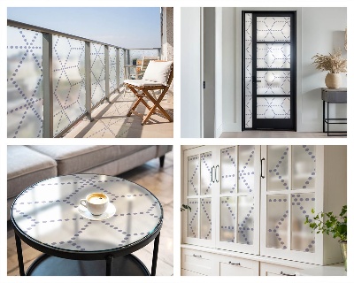 Película de vidro vitral autocolante Losangos roxos