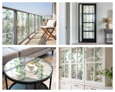 Película de privacidade para janela efeito vitral Guirlandas verdes