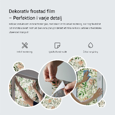 Película de privacidade para janela efeito vitral Ornamentos florais