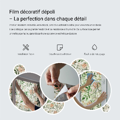 Película de privacidade para janela efeito vitral Ornamento floral