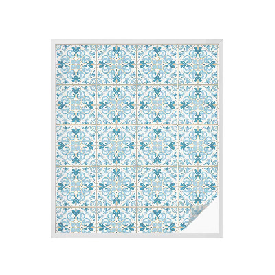 Película de vidro vitral autocolante Azulejos florais