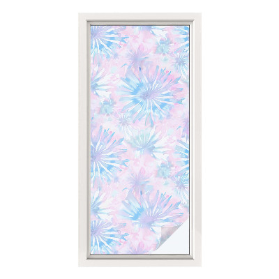 Vinil para vidro privacidade padrão vitral aquarelas florais