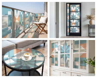 Película de vidro vitral autocolante Estrelas azuis