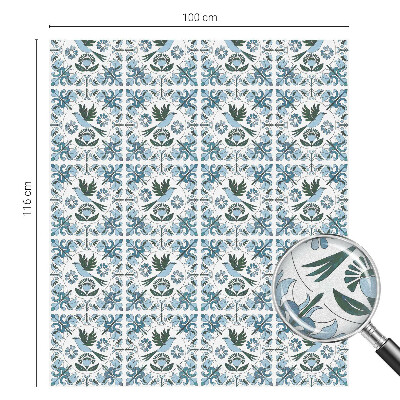 Película de vidro vitral autocolante Flores azuis