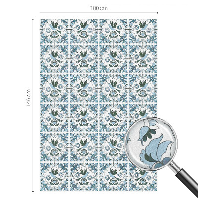 Película de vidro vitral autocolante Flores azuis