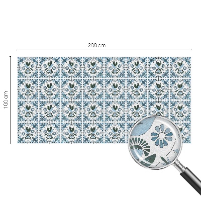 Película de vidro vitral autocolante Flores azuis