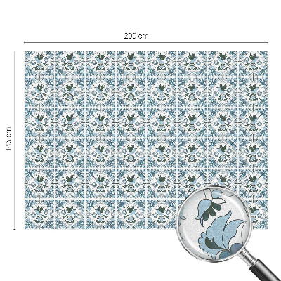 Película de vidro vitral autocolante Flores azuis