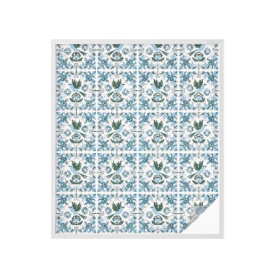 Película de vidro vitral autocolante Flores azuis