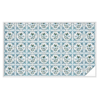 Película de vidro vitral autocolante Flores azuis