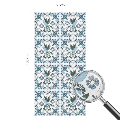 Película de vidro vitral autocolante Flores azuis