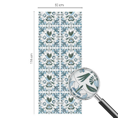 Película de vidro vitral autocolante Flores azuis