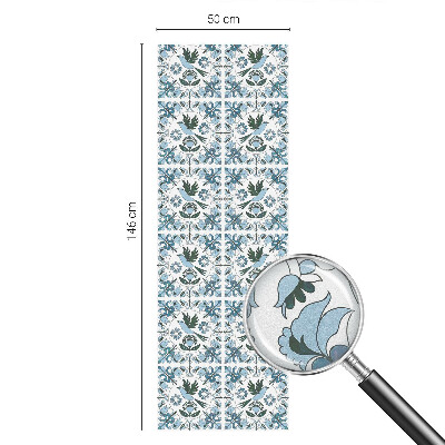 Película de vidro vitral autocolante Flores azuis