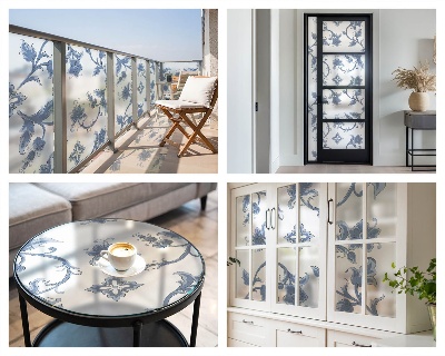 Película decorativa para janela privacidade Ornamento floral