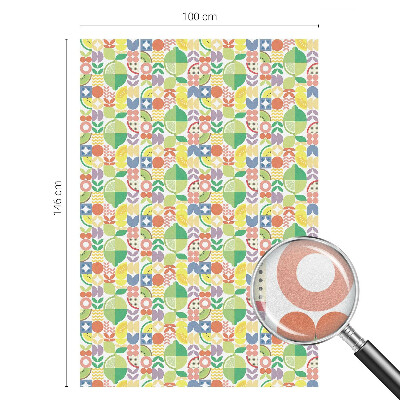 Película de privacidade para janela efeito vitral Frutas coloridas