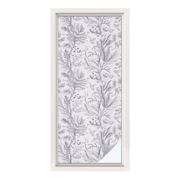 Película de privacidade para janela efeito vitral Folhas e borboletas