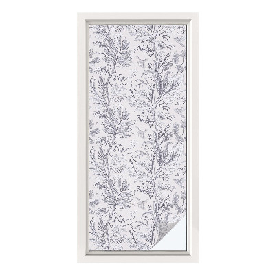 Película de privacidade para janela efeito vitral Folhas e borboletas