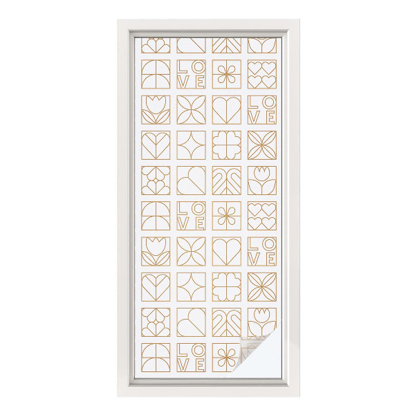 Película de vidro vitral autocolante Amor geométrico