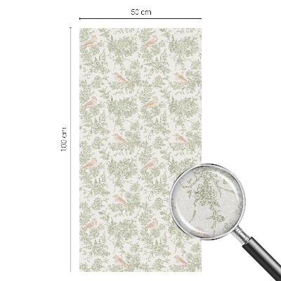 Película de vidro vitral autocolante Pássaros plantas