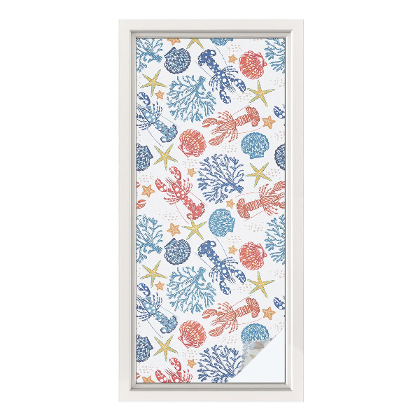 Película de privacidade para janela efeito vitral corais de lagostim