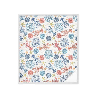 Película de privacidade para janela efeito vitral corais de lagostim