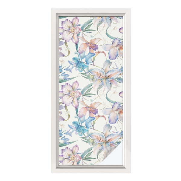 Película de vidro vitral autocolante motivo floral