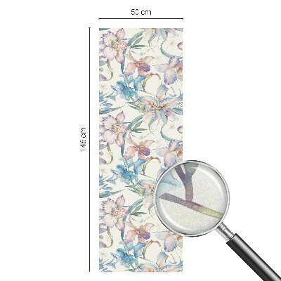 Película de vidro vitral autocolante motivo floral