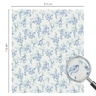 Película de privacidade para janela efeito vitral Flores azuis