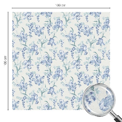 Película de privacidade para janela efeito vitral Flores azuis