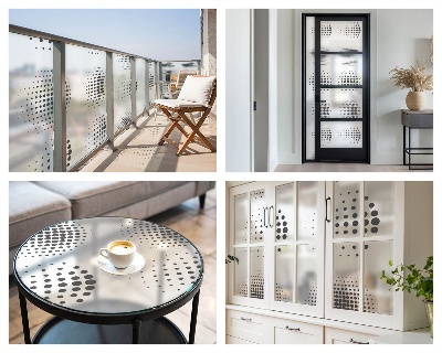 Película de privacidade para janela efeito vitral Círculos pontilhados