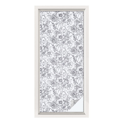 Vinil para vidro privacidade padrão vitral Elegância floral