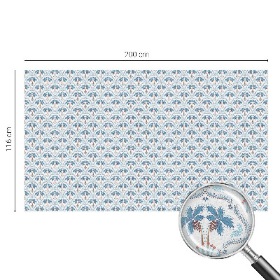 Película de privacidade para janela efeito vitral Palmeiras azuis