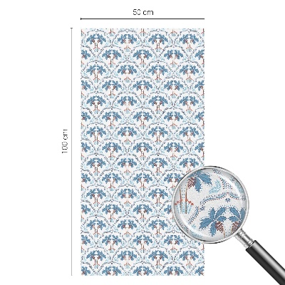 Película de privacidade para janela efeito vitral Palmeiras azuis