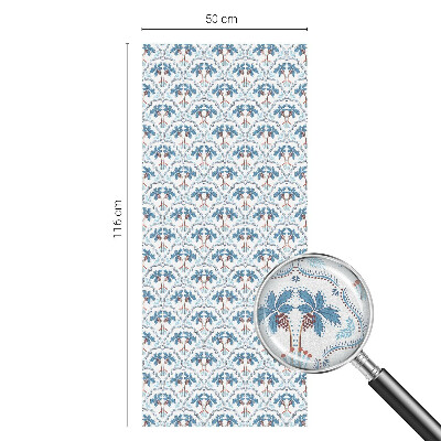 Película de privacidade para janela efeito vitral Palmeiras azuis