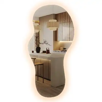 Espelho orgânico com LED de parede moderno