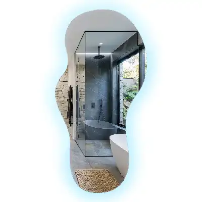 Espelho orgânico com LED de parede moderno
