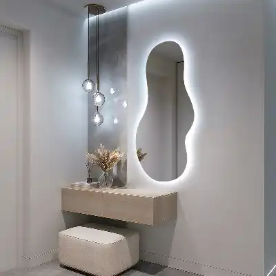 Espelho orgânico com LED de parede moderno