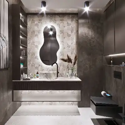 Espelho orgânico com LED de parede moderno