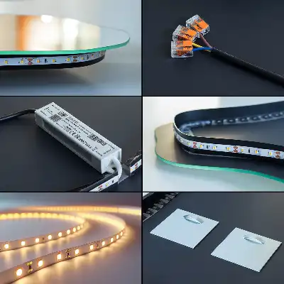 Espelho orgânico com LED de parede moderno