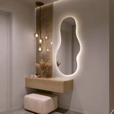 Espelho orgânico com LED de parede moderno