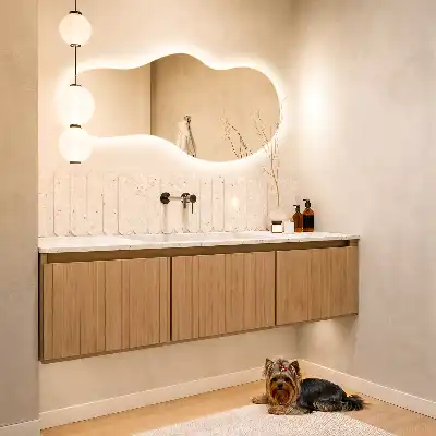 Espelho orgânico com LED de parede moderno