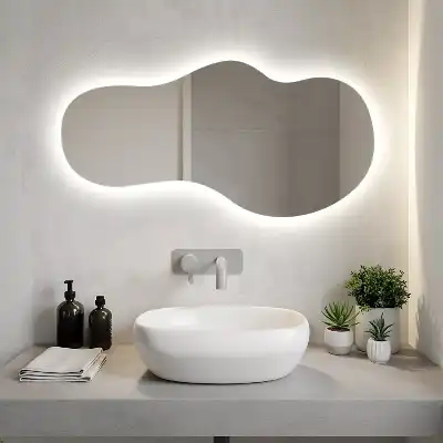 Espelho orgânico com LED de parede moderno