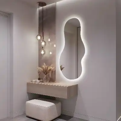 Espelho orgânico com LED de parede moderno