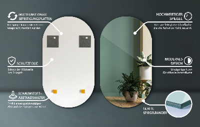 Espelho parede oval sem moldura para parede